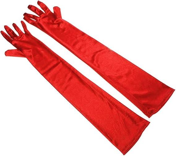 Long Satin Opera Gloves Banquet Dress Gloves Elbow Length 1920s Party Gloves for Women Girls