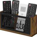 YINMIT Remote Control Holder Wall Mount, TV Remote Holder for Wall, Remote Caddy for Table, Remote Organizer Divided Storage Box for Wall, Table, Living Room, Bedroom (Small, Rustic Brown - Style A)