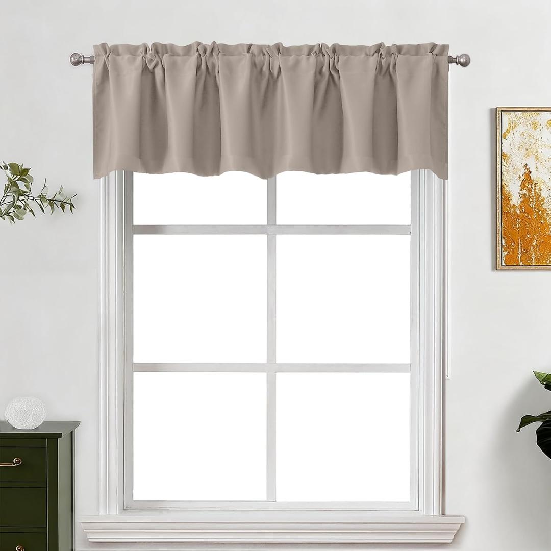 Lecloud Stone Valance for Windows 14 Inch Length, Privacy Thermal Insulated Room Darkening Short Curtain, Farmhouse Rod Pocket Kitchen Curtains for Cafe Basement Cabinet, 60" W x 14" L, 1 Panel