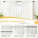 YoungsTex Linen Semi Sheer Curtains 63 Inch Length for Living Room Windows, Ivory White Light Filtering Drapes with Rod Pocket Back Tab Natural Textured for Bedroom, 52 X 63 Inch