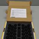 DYNOFIT 14mmx1.5 Wheel Lug Nuts, 32x Black M14x1.5 Lug Nut,Conical/Cone Bulge Seat, Closed End Long Extended XL Spline with 1 Socket Key Fits 8 Lug Aftermarket Wheels (32pcs)