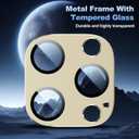 6 x [2 Pack] for iPhone 14 Pro/Pro Max Camera Lens Protector, Military Grade 9H Tempered Glass, Premium Metal FLAT Covering Design, Anti-Fingerprint Technology, Ultra HD Photography, Gold