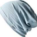 CHARM Summer Beanie for Men & Women - Slouchy Lightweight Chemo Cotton Hipster Fashion Knit Hat (One Size, Light Blue)