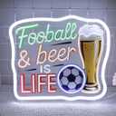 Football and Beer is Life Neon Sign for Wall Decor, 2026 World Cup Neon Light LED Football Sports and Beer Sign, for Man Cave Home Bar Garage Game Day Party Decor(11.8 * 10.2 In)
