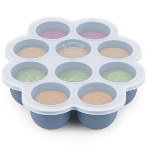 KeaBabies Silicone Food Freezer Trays with Lid, 2oz x 10 Pods Baby Food Storage Containers, Easy Puree Meal Prep, Breast Milk Silicone Freezer Molds, Dishwasher, Microwave Safe, BPA-Free (Slate)