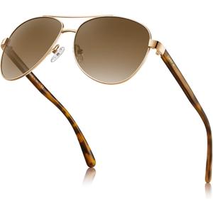 CARFIA Retro Trendy Pilot Sunglasses for Women Polarized UV Protection, Lightweight Outdoor Driving Lady Sunnies Metal Frame