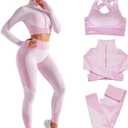 Women's 3pcs Seamless Outfits Workout Sets,Gym Clothes Yoga Sportswear Leggings and Stretch Sports Bra Gym Set 3XL