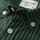 fohemr Mens Striped Casual Button Down Shirt Summer Pinstripe Short Sleeve (Green, XXXL)