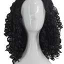 Angelaicos Unisex Wavy Halloween Costume Full Wig Long Dark Brown (Men's Wig) (Black)