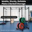 LIONSCOOL 2-Inch Olympic Weight Plate Tree and 2 Barbell Holders, Bumper Plate Storage Rack with Optional Wheels, 