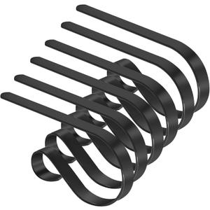 TAROSE Stocking Holders for Mantle, Christmas Stocking Holder Set of 6, Mantle Stocking Hanger Fireplace Hooks for Christmas Party Decoration Supplies(Black)