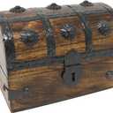 Nautical Cove Treasure Chest Keepsake and Decorative Wood Box (Medium 6.5x4.5x4.5) - Storage Box, Wooden Box with Hinged Lid, Rustic Storage, Pirate Storage Box, Vintage Wooden Chest