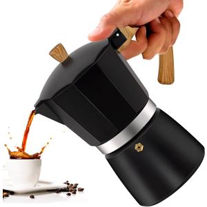 9 Cup Aluminum Moka Pot Classic Stovetop Espresso Coffee Maker 450ml 15oz Coffeemaker Percolator Mocha Pot Greca Coffee Maker Cafe Makers for Italian and Cuban Caf Brewing Black