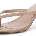 Coutgo Women's Kitten Heel Flip Flops Slip On Thong Slide Sandals Comfortable Summer Beach Shoes (8, Light Brown)