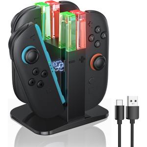 KINWIN Charging Dock for Nintendo Switch 2 (2025) Joypad Controllers, NS2 Joypads Charging Station with Lamppost LED Indication, Magnetic Charger Stand with a USB Type-C Charging Cable