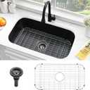 28 Black Undermount Kitchen Sink-Bokaiya 28x18 Inch Undermount Stainless Steel Sink 16 Gauge Single Bowl Kitchen Sinks with Dish Grid
