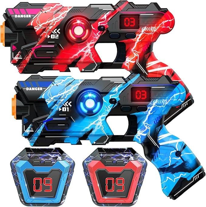 OSALON Laser Tag Guns Set of 2 with Digital LED Score Display Vests Laser Tag Inoor Outdoor Toys for Kids Ages 8 9 10 11 12+ Boys Girls Children Teens Adults Birthday Gifts Toys Christmas Blue/Red