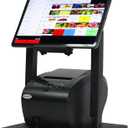 ZYWELL TS31 iPad POS Stand with Ticket Printer Shelf for POS, with 180& 360 Tilting All Metal no Installation Supports Wall mounting Suitable for 9.7"-13" Tablets