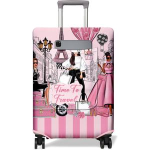 Travel Luggage Cover Suitcase Girl Protector Storage Fits 18-32 Inch Suitcase Flower Luggage Protector Wheel Covers Patterned Travel with Pocket Elastic Luggage Anti-scratch Suitcase Cover M (M(22-24in))