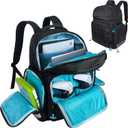 Travel Backpack for PS5/PS5 Slim/PS5 Pro, Protective Carrying Case Bag Compatible with PlayStation 5 Controllers for 17.3Laptop, Headset, Game Discs and More Gaming Accessories