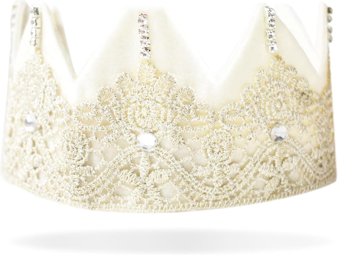 Princess Crown Tiara Headband  Felt Lace Fairy Birthday Crown for Toddlers, Girls & Adults