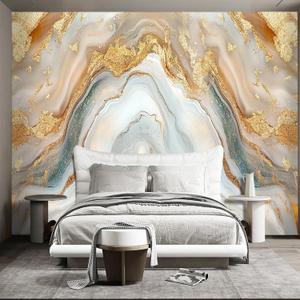 Golden Marble Peel and Stick Wallpaper Abstract Wall murals for Bedroom Living Room - 85"x118" (W08)