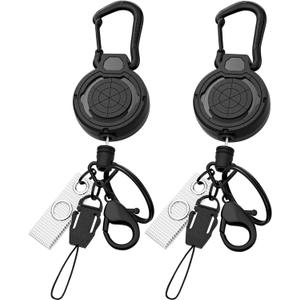 DELSWIN Heavy Duty Retractable Keychain, Badge Holder Retractable Clip with 28.5Steel Extension Cord, Badge Reel with Detachable Key Ring Lobster Claw Clasp Anti-lost Tether, Bearing 10.0 oz (2 Pack)