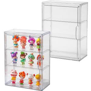 Clear Display Case for Figures with Magnetic Door, Acrylic Display Cases for Collectibles, 3Tiers Acrylic Storage Organizers Box, Desktop or Wall-Mounted Showcase for Collectibles Action Figure (1)