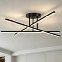 23 Inch Modern LED Chandelier,3CCT Semi Flush Mount Ceiling Light Fixture 3000K/4000K/6000K led ceiling light, Black Modern bedroom ceiling lights for Kitchen Dining Room Foyer Entry
