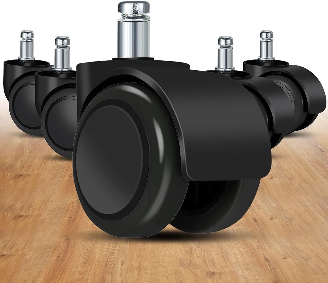 Office Chair Caster Wheels Replacement(Set of 5) for Hardwood Floors and Carpet- Heavy Duty Caster Support up to 1000bls, Office Chair Wheels,2 inch,Universal Size (Black)