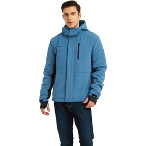 Men's Heated Jacket Windproof Softshell with Detachable Hood Water Resistant Heated Coat (XLarge, Blue)