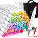 SFAIH Alcohol Markers Brush Tip & Chisel Tip - 49 Colors Double Tipped Art Markers for Adult Coloring Books Illustration, Gifts for Artist Adult - Refillable Alcohol-based Ink
