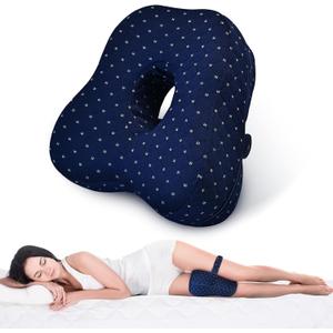 Knee Pillow for Side Sleepers, Knee Pillow, Alignment Pillow for Side Sleepers,Memory Foam Leg Cushion, Comfortable Sleeping Support,Hip Alignment Pillow for Legs/Buttocks/Back (Blue)