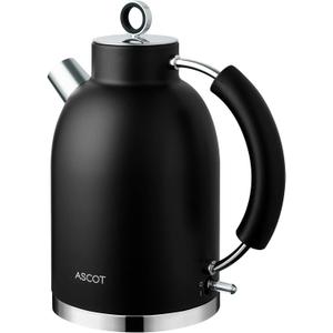 ASCOT Electric Kettle, Electric Tea Kettle Hot Water Kettle Stainless Steel Kettle 1.6L 1500W Retro Tea Heater & Boiling Water, Auto Shut-Off and Boil-Dry Protection (Black)