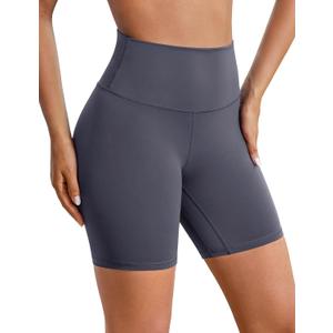 BAYDI Clouduxi Biker Shorts for Women 6" High Waisted Workout Gym Running Shorts Womens Buttery Soft Yoga Pants (Gray, M)