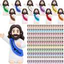 Yelakey 100pcs Pocket Jesus Loves You Figures Baby Praying Jesus Figurines in Bulk Religious Celebration Church Hand Outs Gifts for Baptism, Bible Studies, Easter Egg Stuffers (Multicolor)