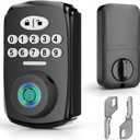 Keyless Entry Door Lock Deadbolt Fingerprint Door Lock - PHYSEN Smart Deadbolt Set for Front Door - Electronic Digital Keypad Lock - Biometric- Auto Lock - Easy Installation , Black