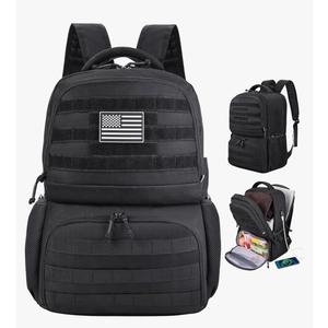MOZETO Laptop Lunch Backpack for Men, Tactical Inspired Utility Anti-Theft Work Bag with Cooler Compartment Lunchbox (Black, 17 Inch)