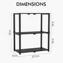 Hastatii 3-Shelf Storage Shelving Unit Metal Rack Heavy-Duty 28"x13.5"x33.5" for Garage, Kitchen and Bedroom Layers Increased Black