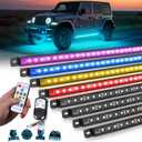 MICTUNING U8 RGB Underglow LED Light Bar, Dual Remote Control, Multicolor Underbody Light Strip with Aluminum Housing, Car SUV Exterior Neon Accent IP68 Waterproof, 8pcs