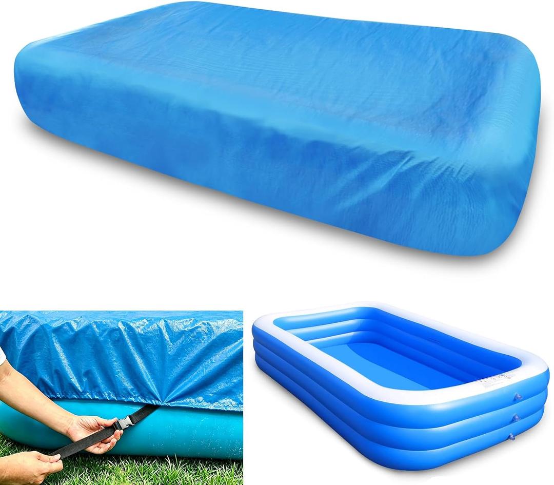 130 x 84 in Rectangular Pool Cover Inflatable Swimming 11 x 7 ft Pool Cover 130 x 72 x 22 Solar Rectangle Pool Cover Dust and Rainproof Durable Built-in Elastic Band Extra Buckle