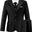 Toddler Boys Suit Kids Formal Dresswear Slim Fit Suits Tuxedo Prom Wedding (Black), 5T