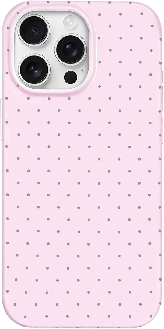 Hython for iPhone 13 Pro Max Case Cute Polka Dot Aesthetic Design Simple Cover 6.7", Thin Slim Anti-Scratch Soft TPU Bumper Shockproof Rubber Protective Phone Cases for Women Girls Girly Boys, Pink