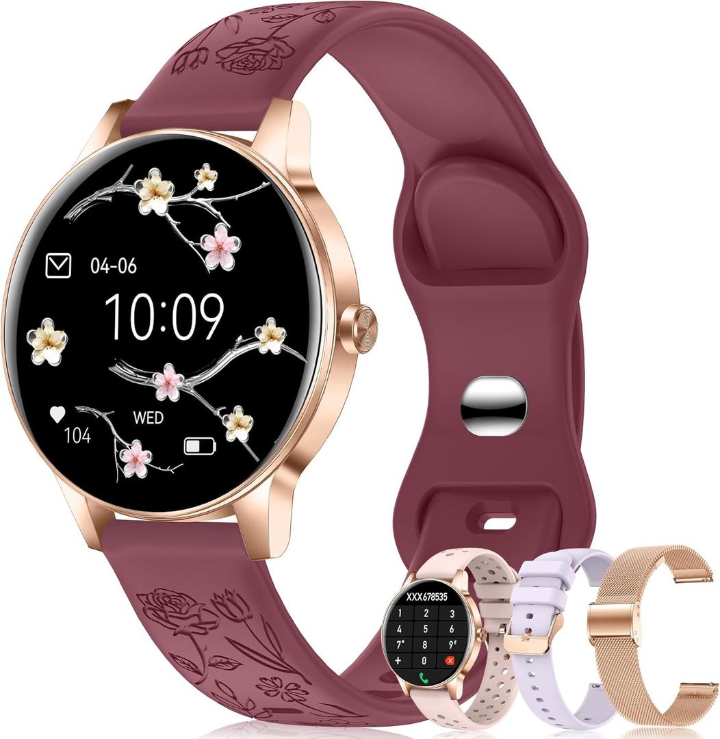 Smart Watch for Women(Answer/Make Call), 1.27'' Fitness Activity Tracker Watch with 130+ Sports Modes, Heart Rate Sleep Monitor, Pedometer, 41mm Smartwatch for Android iPhone Compatible (ROUND)