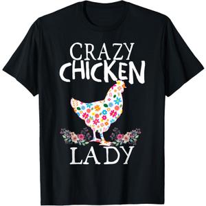 CRAZY Chicken Lady Funny Chicken Lovers for Women Girls T-Shirt Small