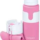 Nefeeko Collapsible Water Bottle, BPA Free 26oz Foldable Water Bottle for Travel Sports, Leak-Proof Spill-Proof Portable Water Bottles with Carabiner, Lightweight (Pink)