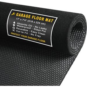 Heavy-Duty Garage Floor Mat 17' x 7'4" - Waterproof Garage Flooring for Cars & SUVs, Durable Garage Mats for Floor, Oil Spill Resistant Garage Mat, Easy-to-Clean Garage Rug for Floor, Oil Change Mat, Black 