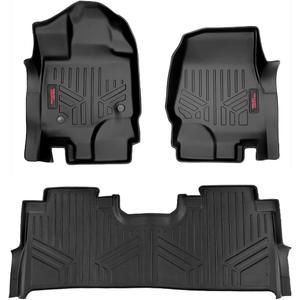 Rough Country All Weather Floor Mats Set for Ford F-150 (2015-2025), F-150 Lightning (2022-2024), Raptor (2017-2025) Bucket Seats - Waterproof, Flexible, Front & Back Set