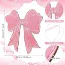 Pink Bow Wooden Hanging Sign Coquette Bow Wall Hanging Hanger Cute Preppy Wall Art Bowknot Welcome Door Sign Girly Decor for Girls Room College Dorm Apartment Indoor Outdoor Porch