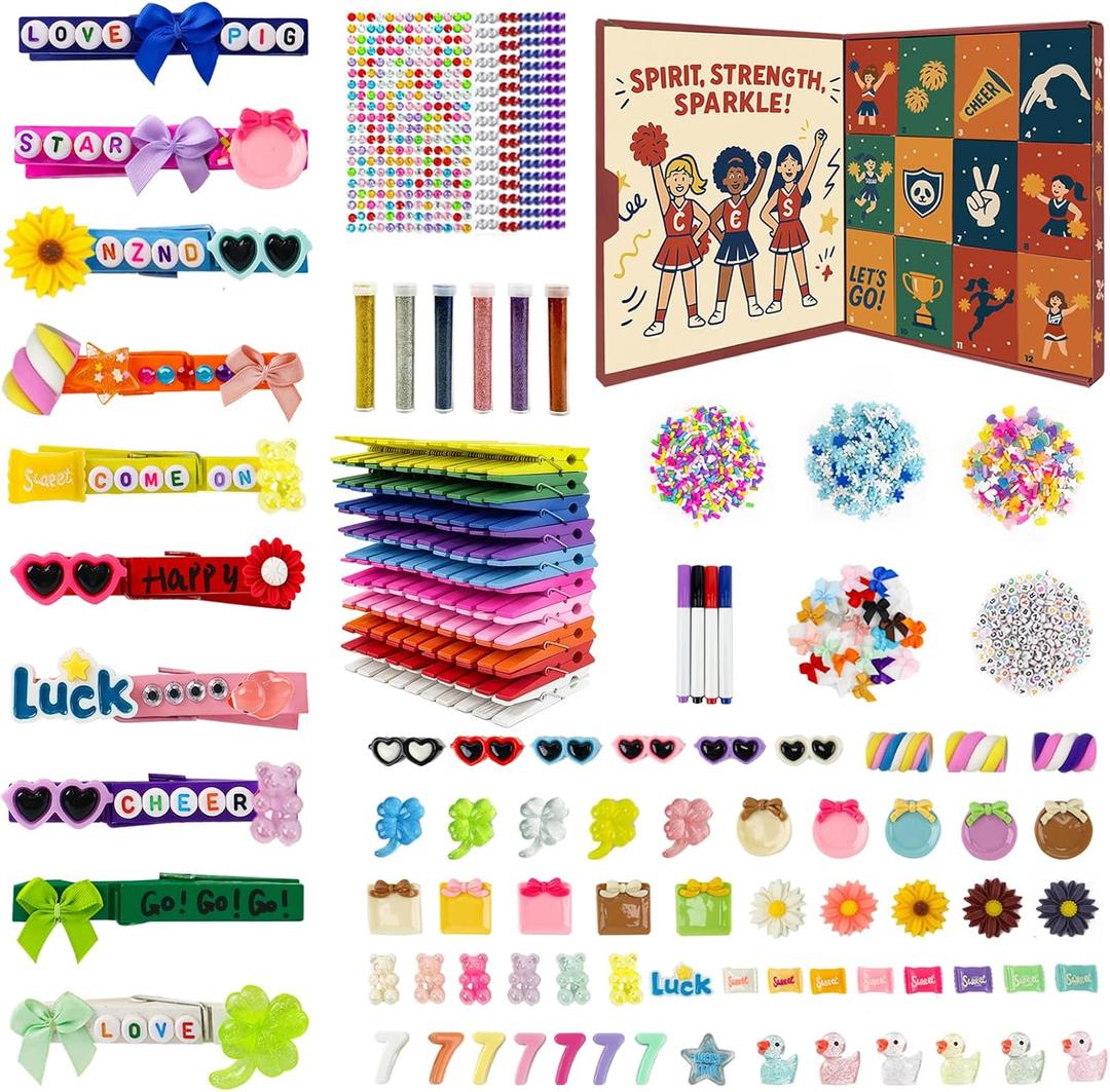 100PCS Cheer Pins Team Spirit Clips, DIY Good Luck Colored Wooden Clothes Pin Kit, Cheerleader Gifts Bulk for Team Cheer Stuff Supplies Party Favors Accessories Calendar